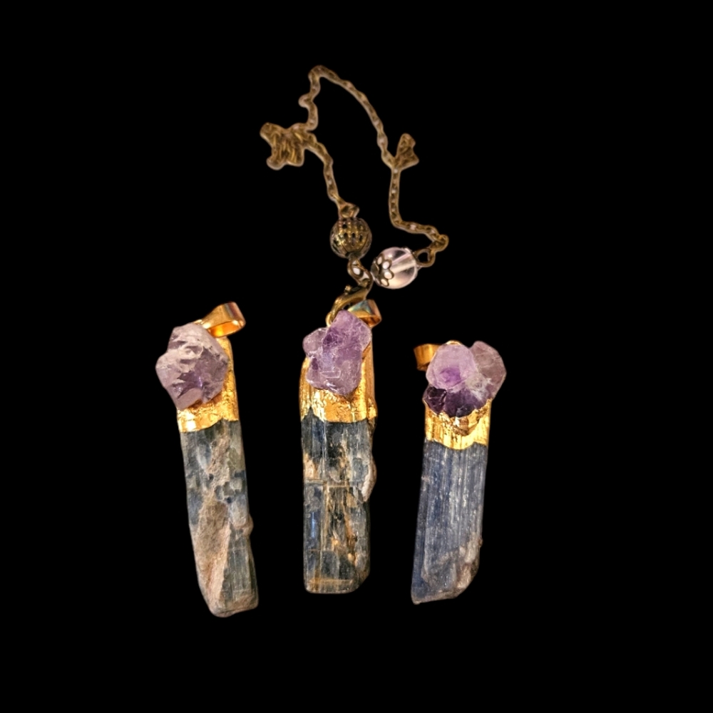 Kyanite and Amethyst Pendulum
